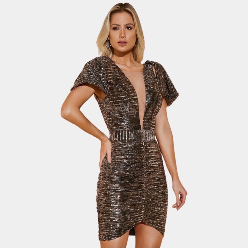 Ruched Metallic Dress
